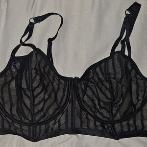 Black Sheer Striped Bra